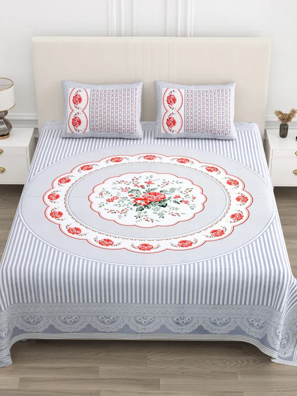 Grey_Cotton_Rajwada_Pushp_Medallion_Collection_Double_Bedsheet_With_Pillow_Cover_100_X_108_Cm